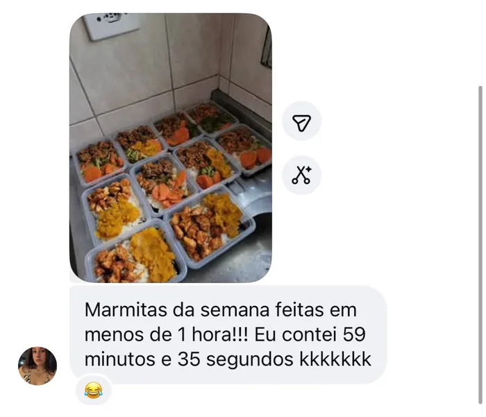 Aluna: marmitas da semana feitas em 59 minutos