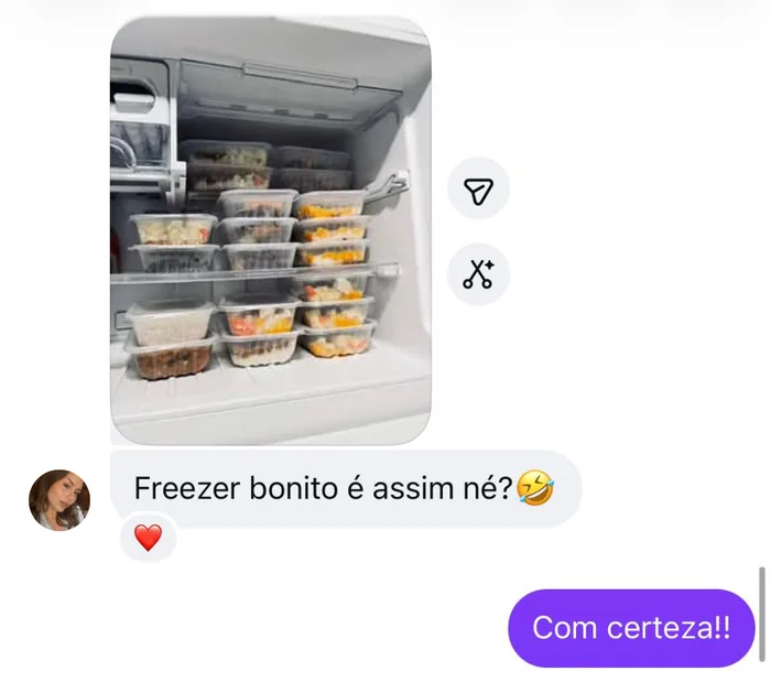 Aluna: freezer cheio de marmitas organizadas